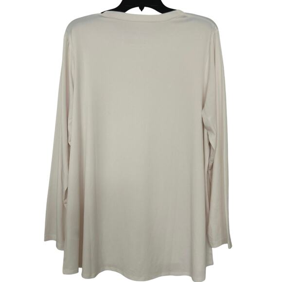 Susan Graver Modern Essentials Liquid Knit Neutral Cream Long sleeve Top 1X - Picture 2 of 8